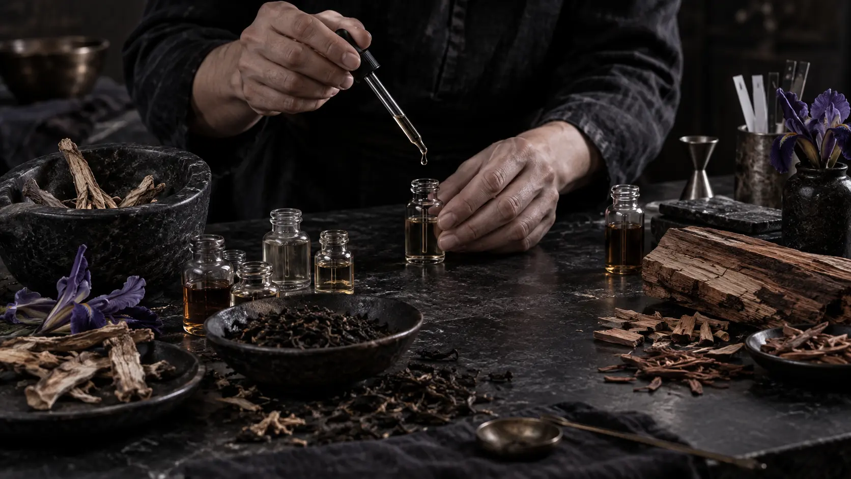 Perfumer working with botanical essences